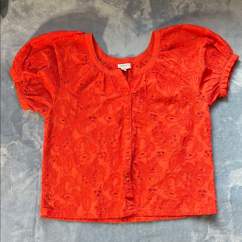 Nicole Miller Eyelet Short Sleeve Women's Top